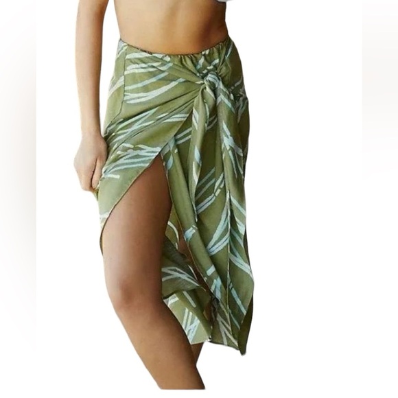 Anthropologie Other - Anthropologie Sarong, Beach Wrap, Swim Cover Up, Green &Turquoise Resort Wear OS